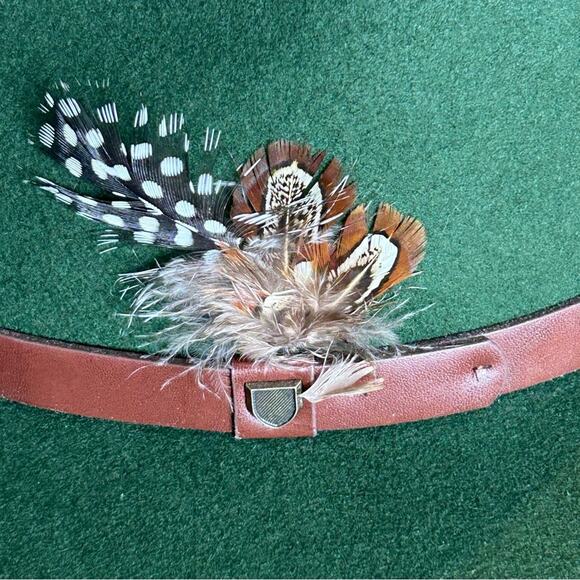 Brixton Messer Fedora Moss Green Large Optional Feather NWT - Picture 8 of 16